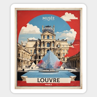 Musee du Louvre France Tourism Vintage Poster Sticker